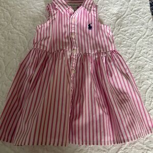 Ralph Lauren Pink and White Striped Shirt dress